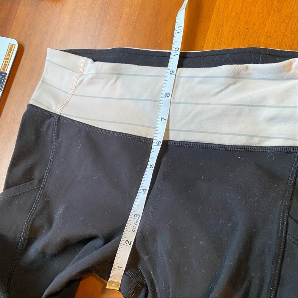 Lululemon Cinch Waist Black Leggings w/ White Waistband - Picture 8 of 9